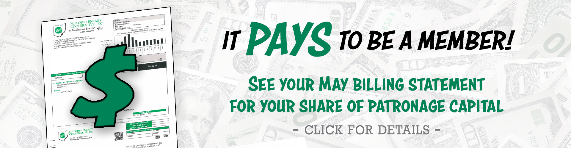 Your share of capital patronage returned in May! Click for more...