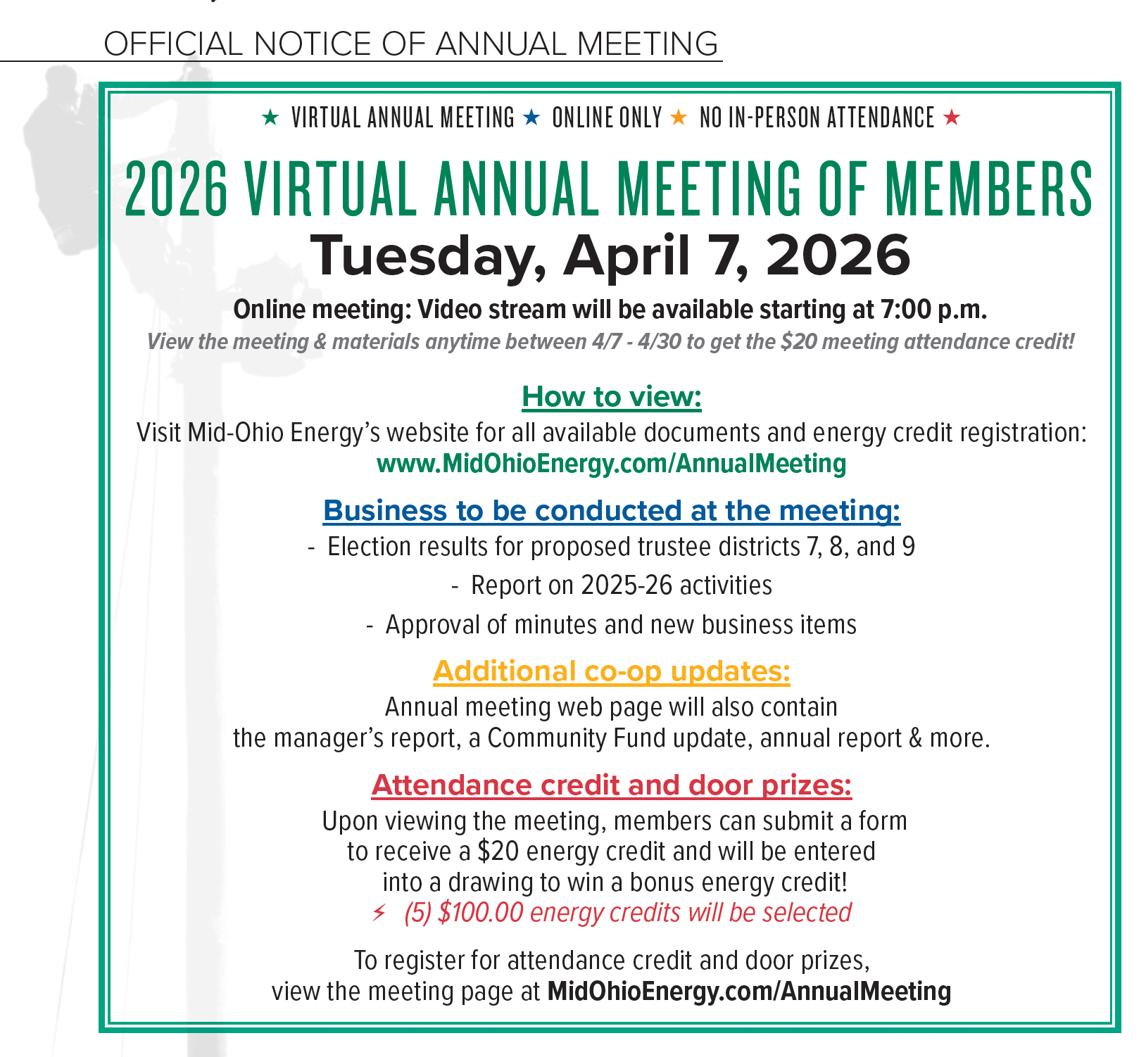 Official Annual Meeting Announcement