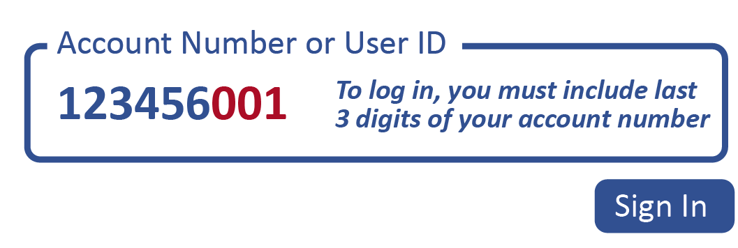 To log in, include the last 3 digits of your account number